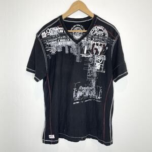 Projek Raw Limited T Shirt Mens XL Black Short Sleeve V Neck